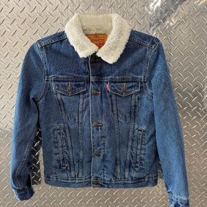 Levis  Sherpa Trucker Denim Jacket Kids Size M (10-12 Yrs) Blue Medium Wash